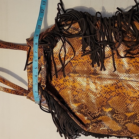 Via Repubblica Snake Skin Fringe Satchel - Picture 8 of 10